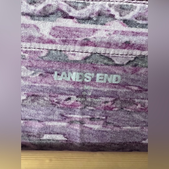 Land’s End 100% Cotton Fuchsia Women’s Printed Tank Dress w/ pockets, Size 12 - Picture 2 of 6